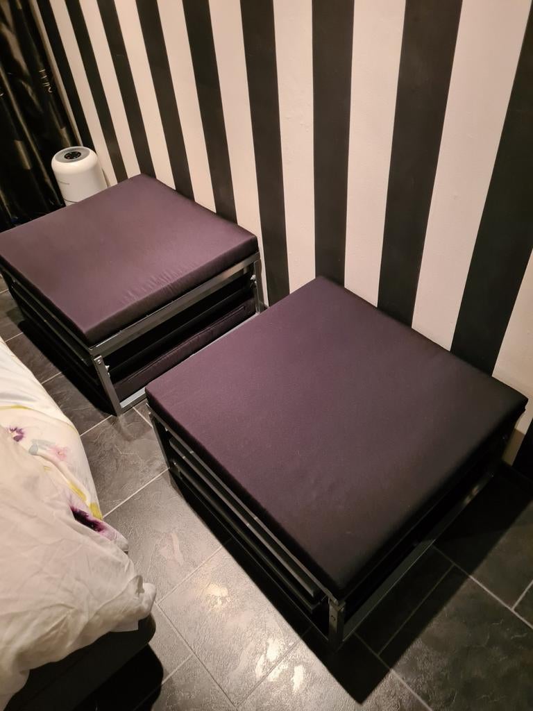 Hockers uitklapbaar naar 2 persoons bed 2x 70x200/ 140x200.., Ophalen, Zo goed als nieuw, Metaal, 140 cm