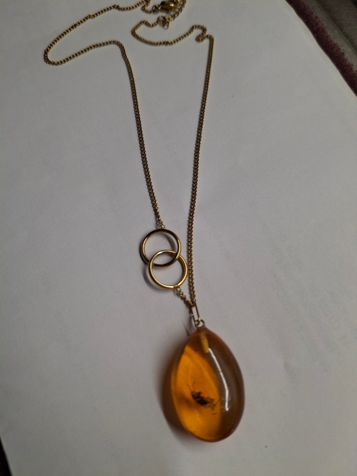 Ketting  met hanger  barnsteen, Ophalen, Zo goed als nieuw, Bruin, Steen of Mineraal