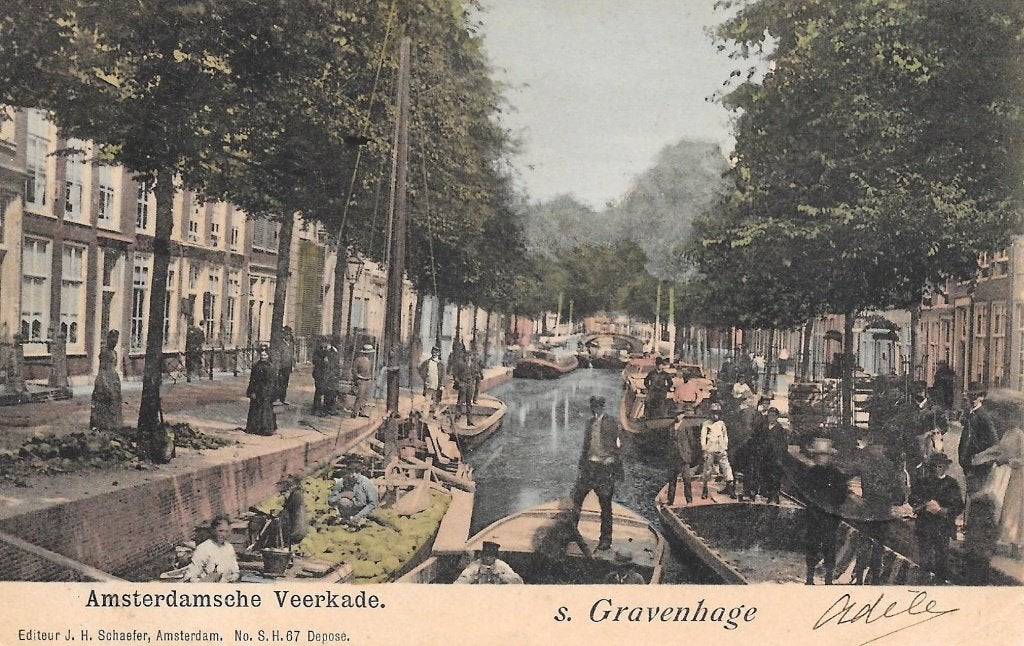 Den Haag, Amsterdamsche Veerkade, Ophalen of Verzenden, Voor 1920, Gelopen, Zuid-Holland
