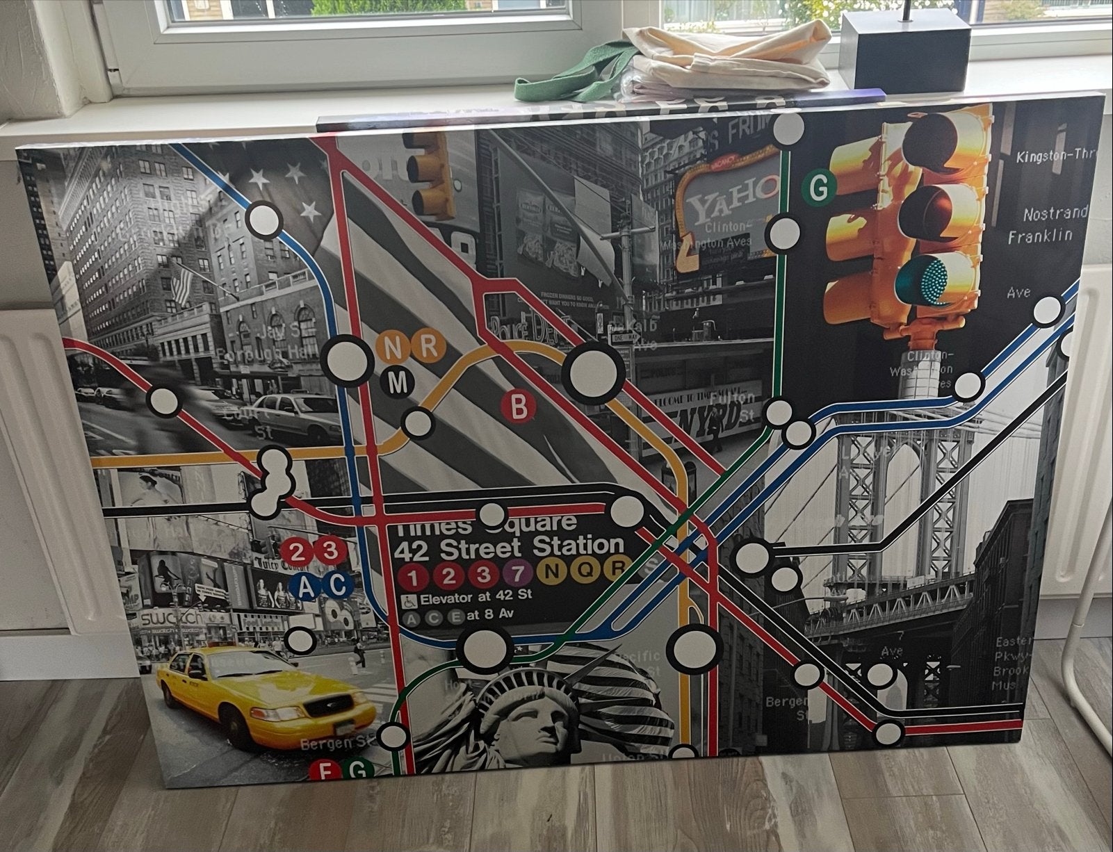Groot New York City Canvas Schilderij - 140x100 cm, Ophalen, 125 cm of meer, Zo goed als nieuw, Schilderij