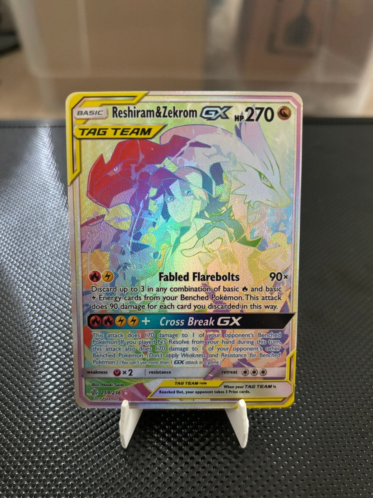 Reshiram & Zekrom GX CEC 259 Cosmic Eclipse, Ophalen of Verzenden, Zo goed als nieuw