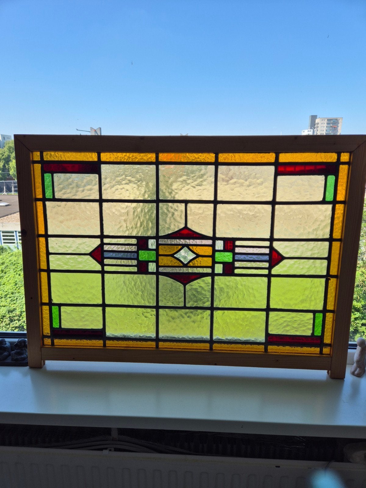 Decoratief glas in lood raam, Doe-het-zelf en Verbouw, Glas en Ramen, Gevelraam of Ruit, Gebruikt, Glas in lood, 80 tot 120 cm