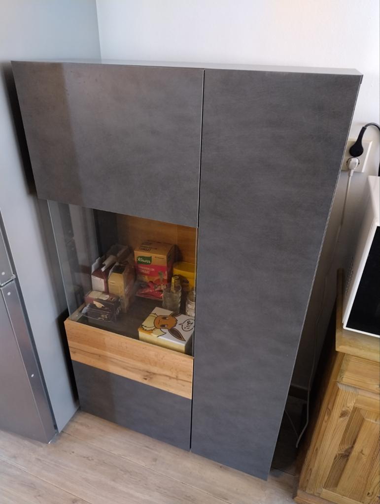 Kast met glazen raam, Huis en Inrichting, Kasten | Buffetkasten, Ophalen, 100 tot 150 cm, 50 tot 100 cm, Zo goed als nieuw