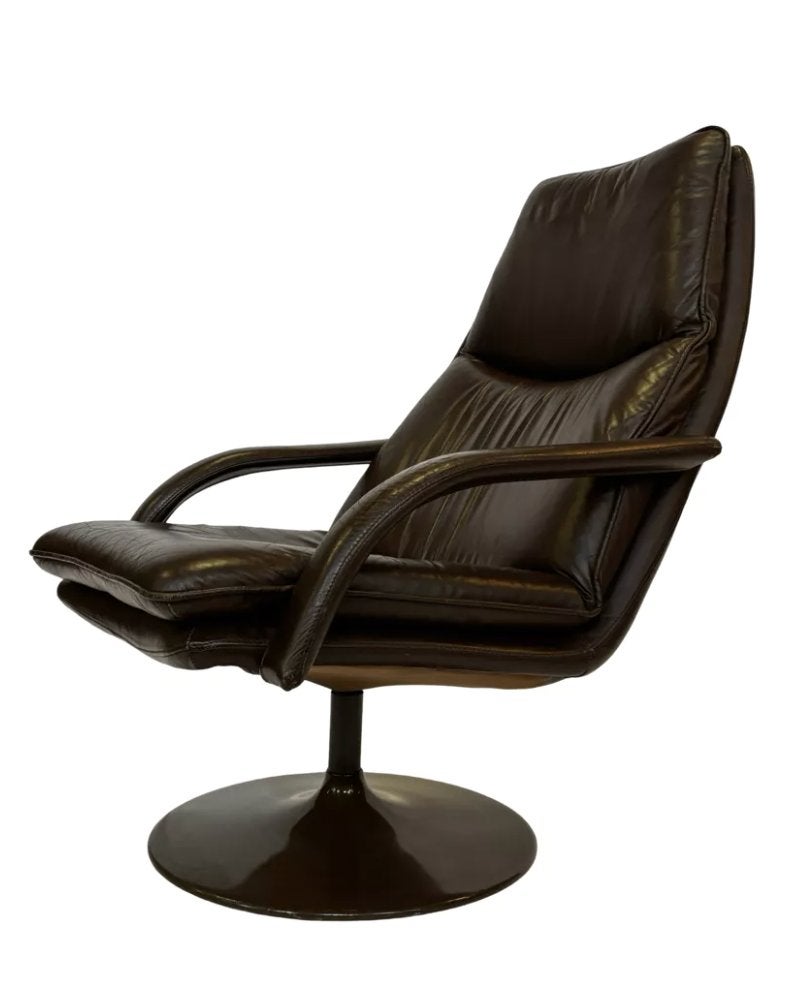 Vintage Fauteuil Lounge Geoffrey Harcourt Artifort Stijl, Huis en Inrichting, Fauteuils, Gebruikt, Vintage, 75 tot 100 cm, Leer
