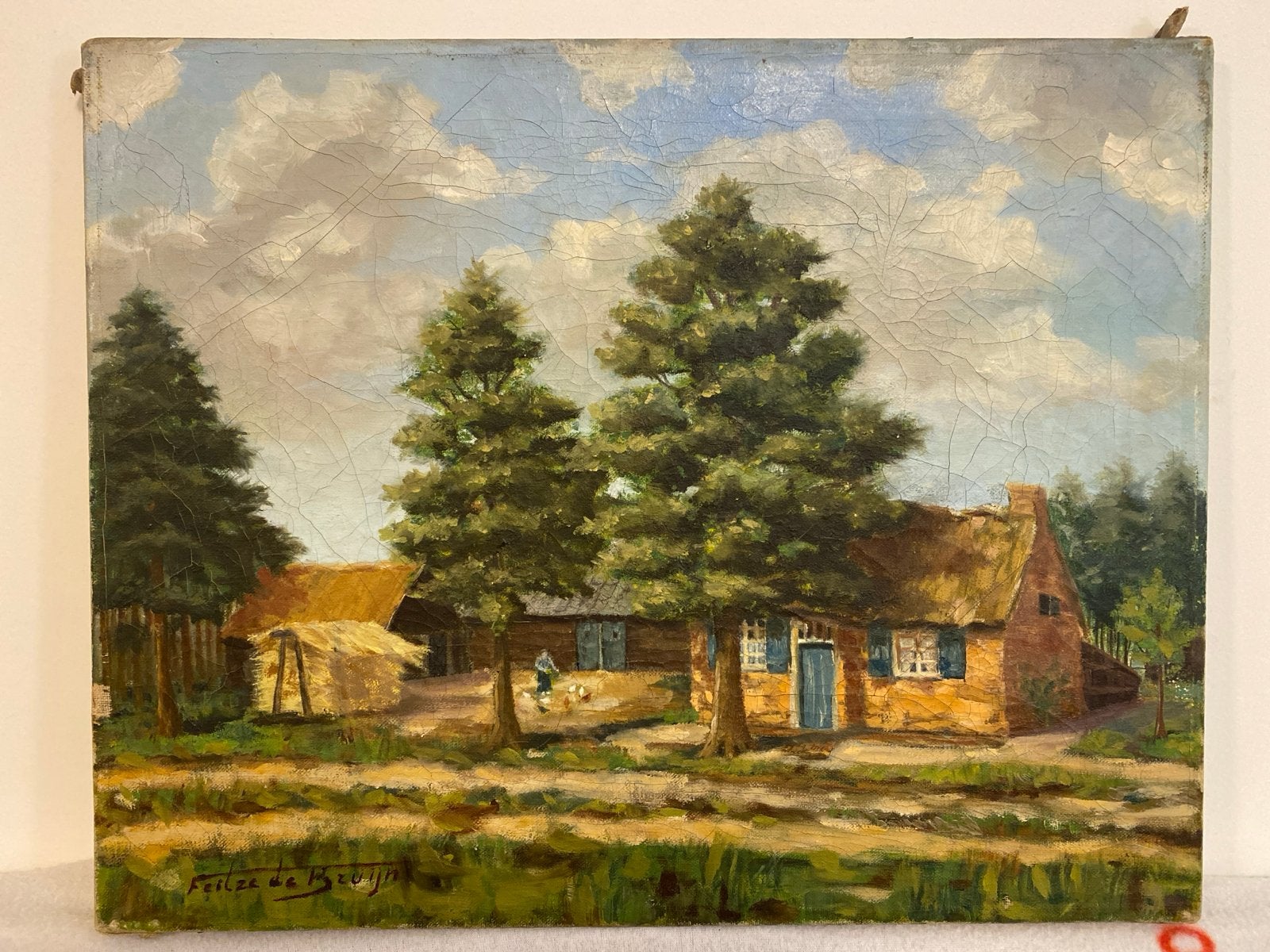Feitze de Bruijn - Landschap Brabant/Limburg, olieverf, Doek, Ophalen of Verzenden, Gesigneerd, Landschap