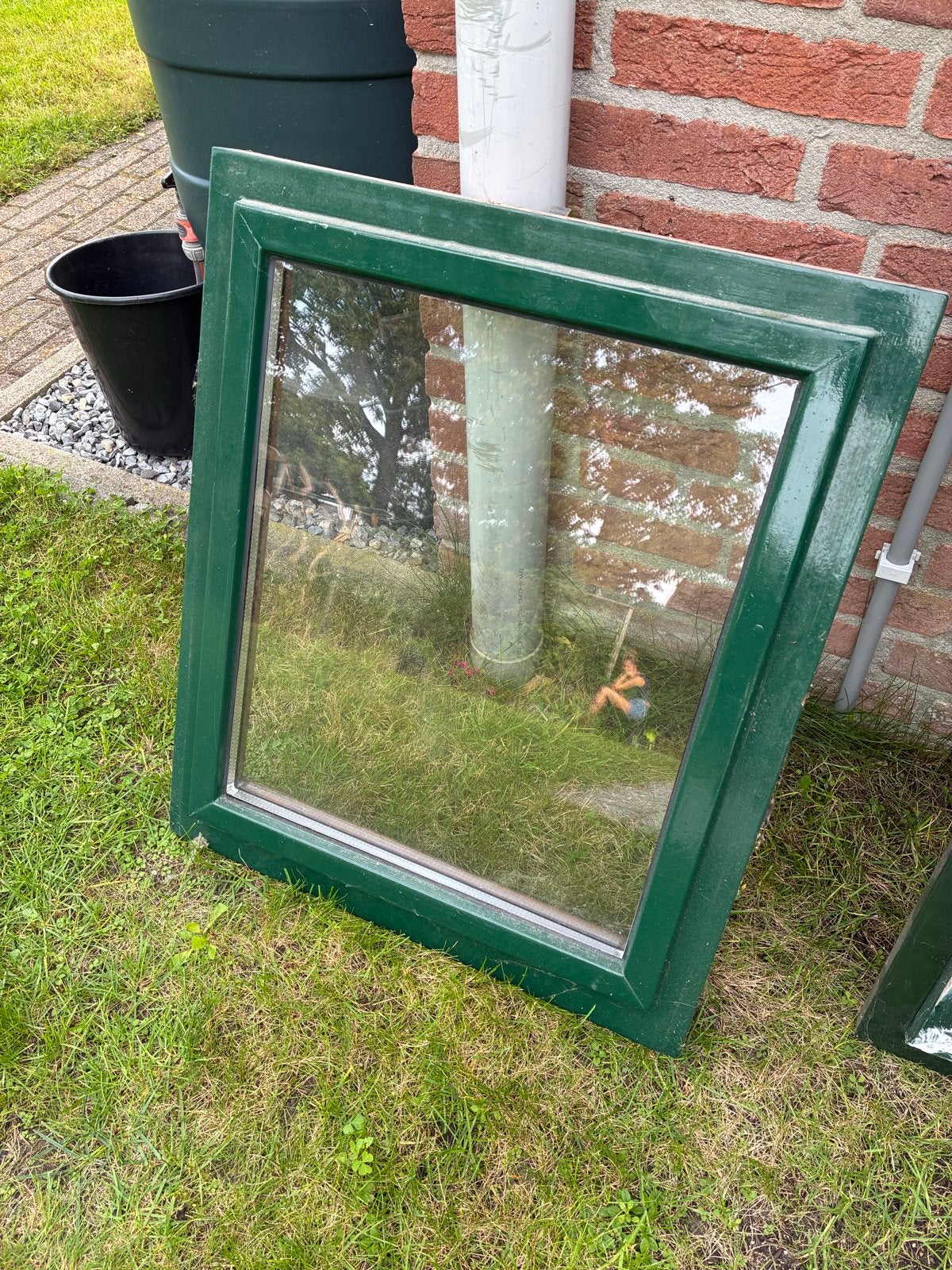Groen gevelraam met dubbelglas - 63x50 cm, Doe-het-zelf en Verbouw, Ophalen, Gevelraam of Ruit, Gebruikt, Minder dan 80 cm