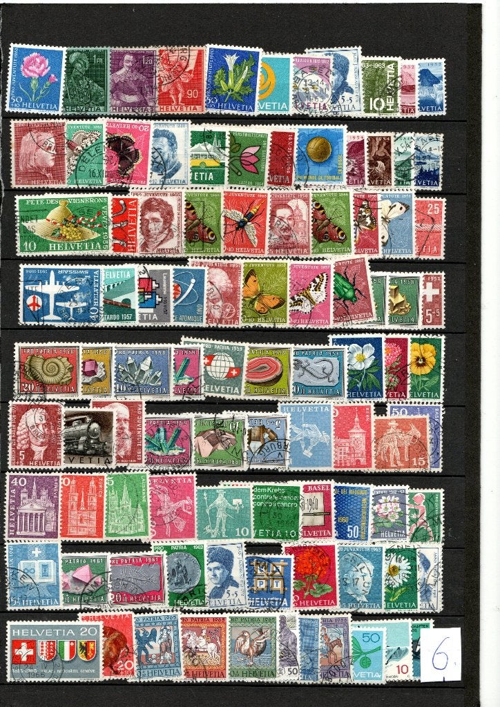 90 zegels Zwitserland blad 6, Ophalen of Verzenden, Gestempeld
