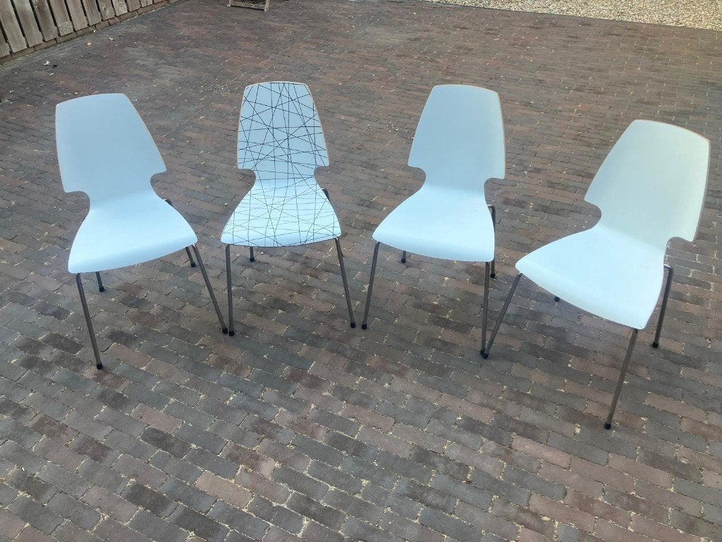 Keukenstoelen, Huis en Inrichting, Stoelen, Ophalen, Gebruikt, Wit, Vier