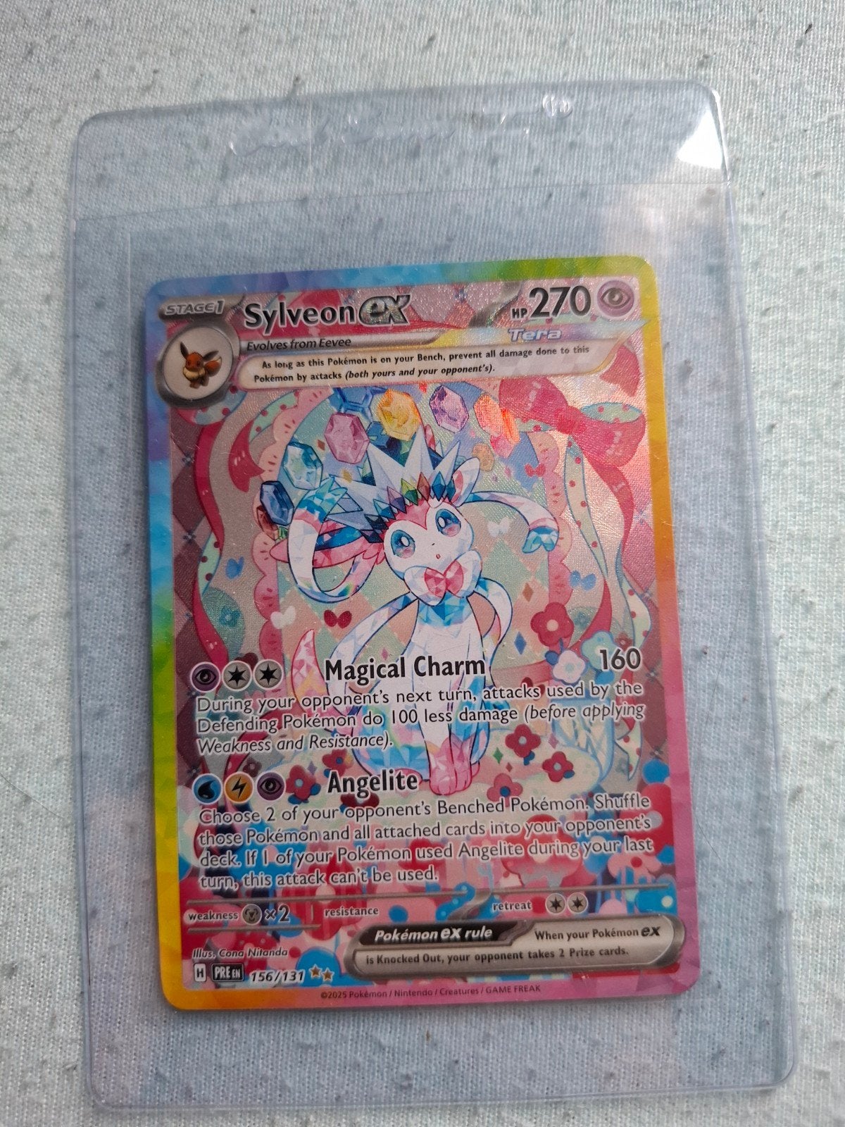 Sylveon EX Pokémon Kaart 156/131, Ophalen of Verzenden, Zo goed als nieuw, Losse kaart, Foil