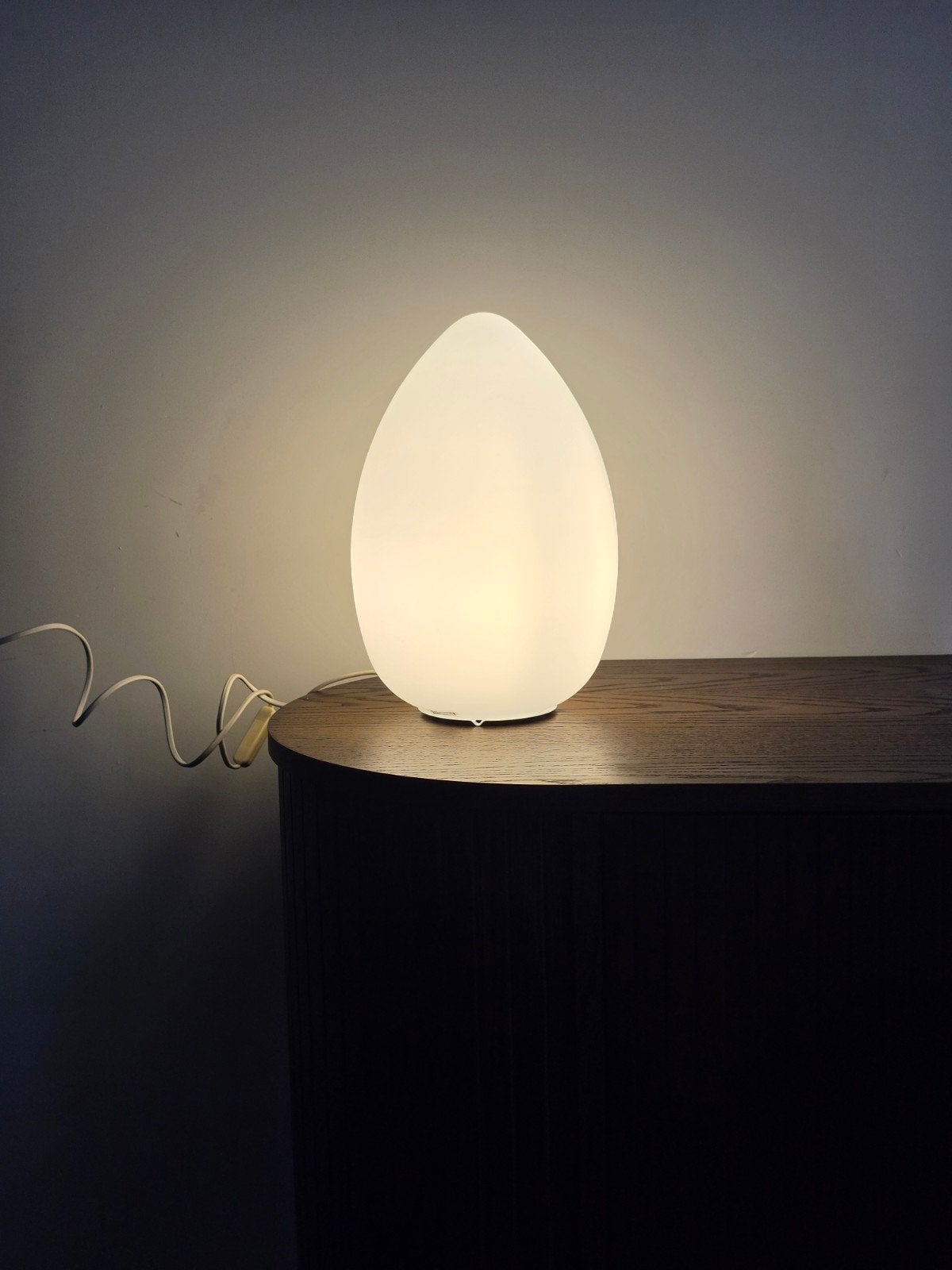 egg lamp ei lamp gesatineerd glas vintage lamp eivorm, Vintage, 38 cm, Wit, Ophalen of Verzenden