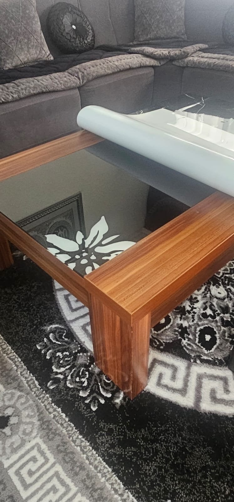 Elegante eettafel en salontafel set met marmerlook+tv meubel, Ophalen, 50 tot 100 cm, Zo goed als nieuw, 150 tot 200 cm