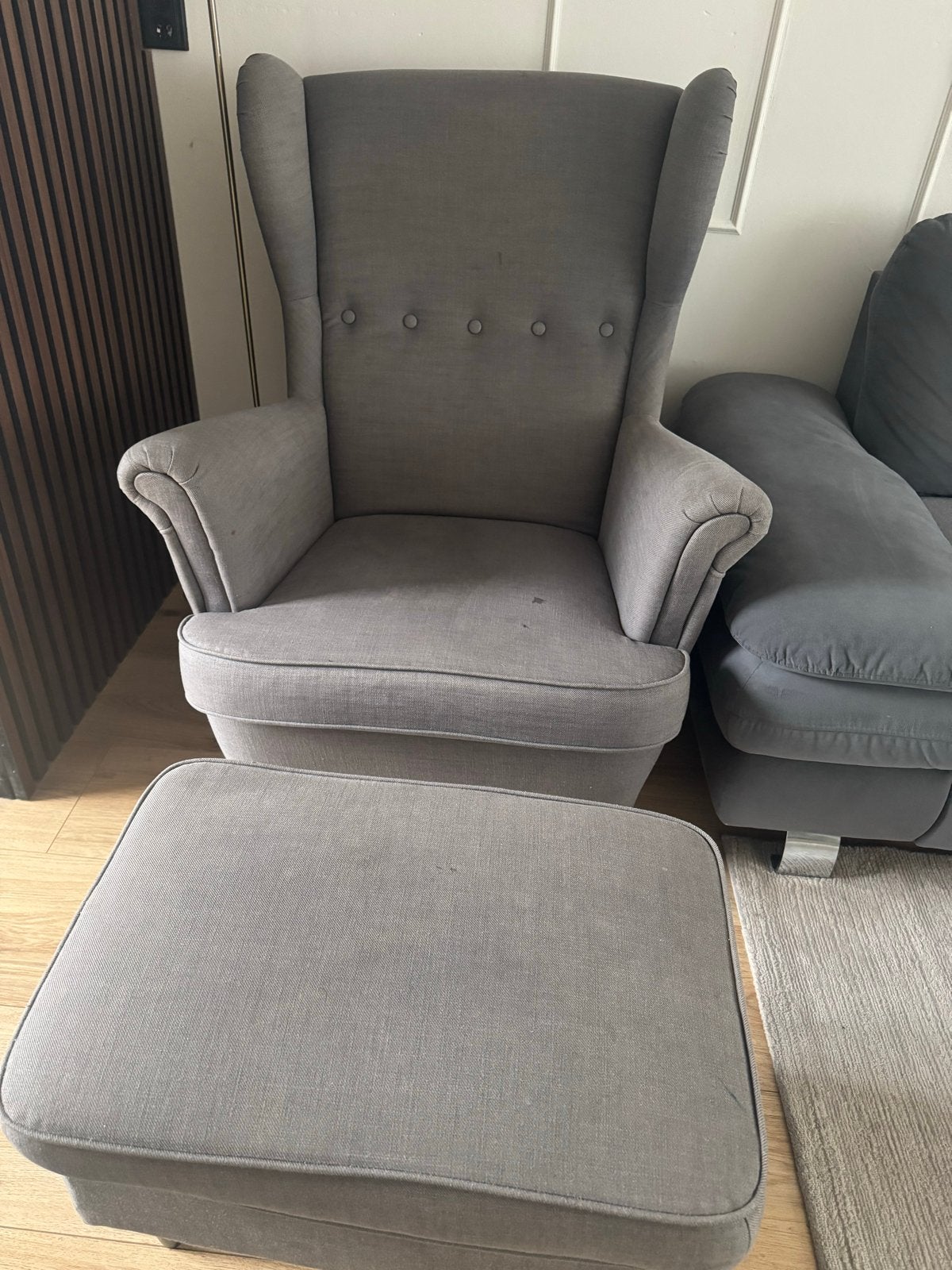 Ikea fauteuil met voetenbank - Comfortabel en stijlvol, Ophalen, Gebruikt, Stof, 75 tot 100 cm