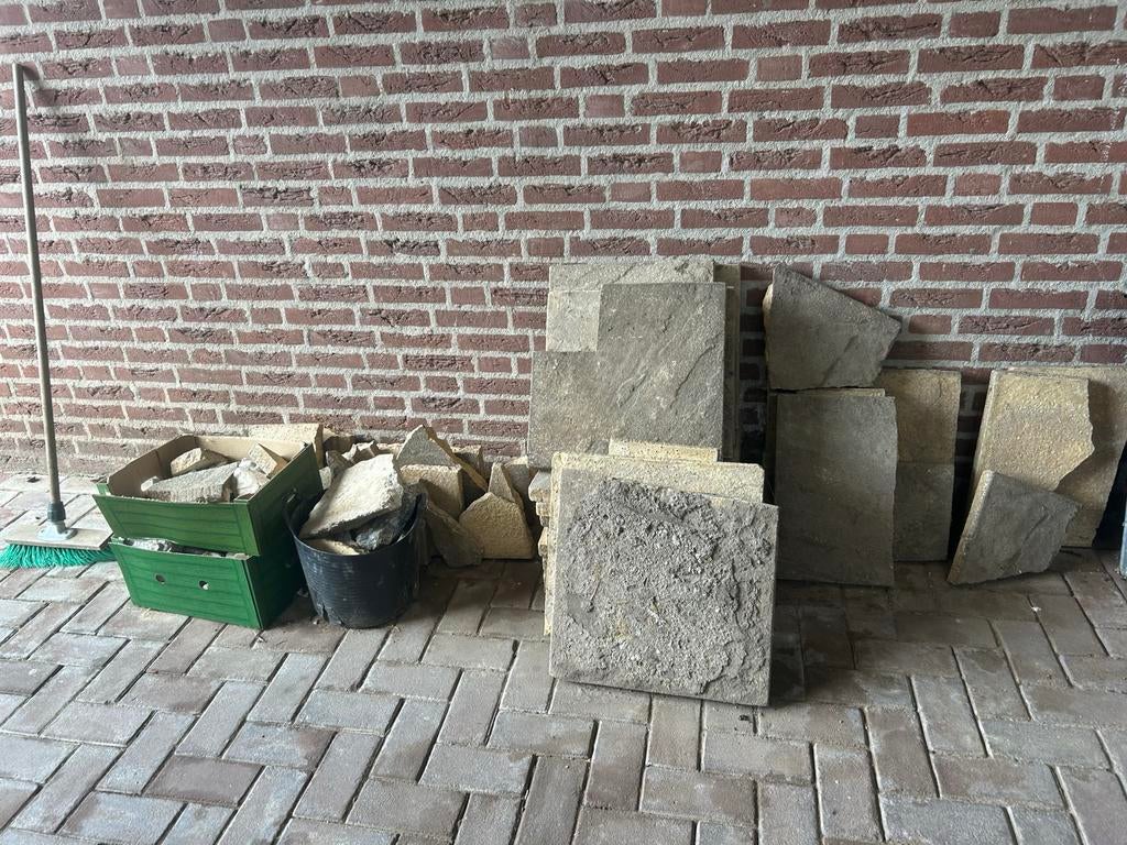 Gebruikte natuursteen terrastegels en brokken, Tuin en Terras, Tegels en Klinkers, Gebruikt, Natuursteen, Terrastegels, 5 tot 10 m²