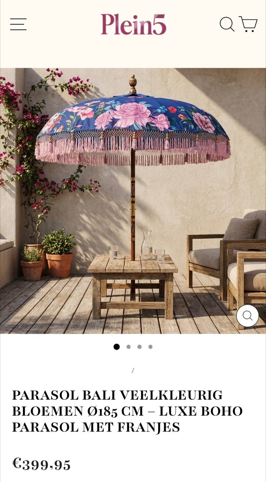 Balinese stokparasol, Tuin en Terras, Parasols, Ophalen of Verzenden, Nieuw, 1 tot 2 meter, Stokparasol