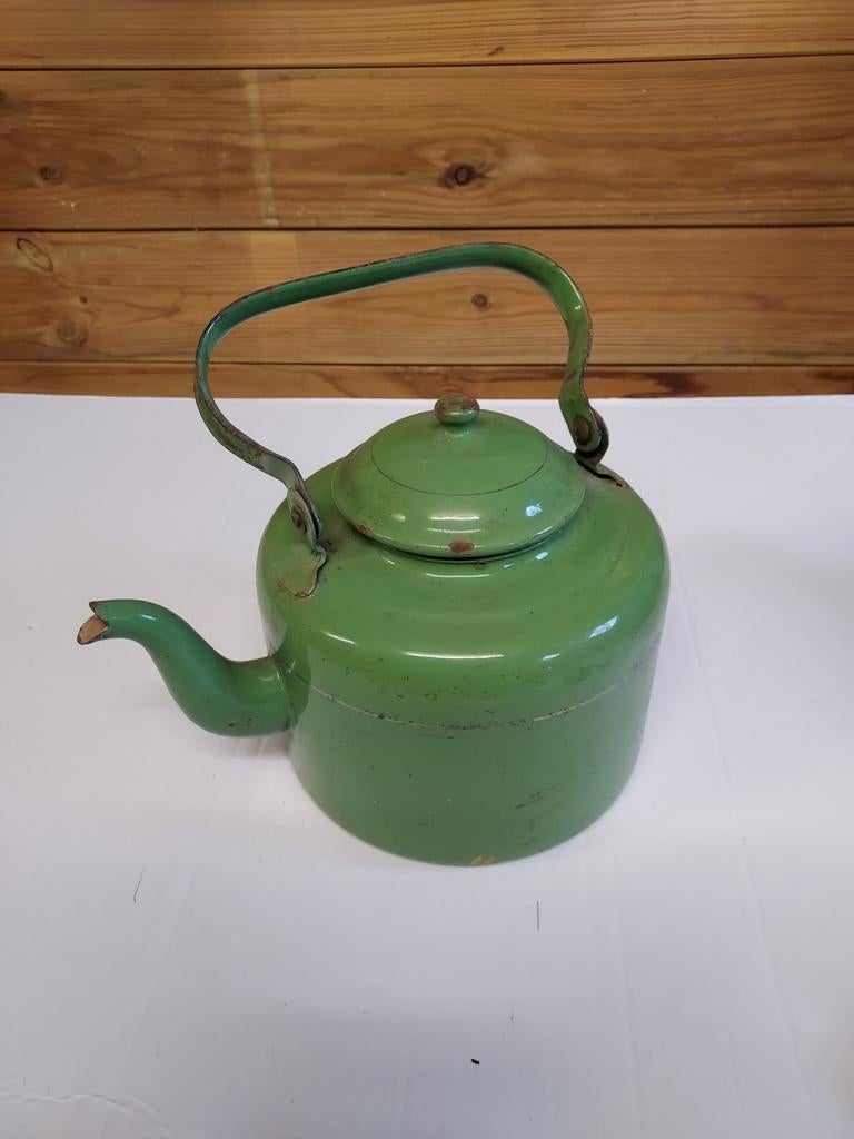 Emaille voorwerpen kleur groen/wit, Ophalen of Verzenden