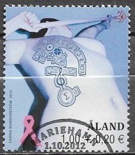 ALAND € 1,00 + 0,20 zegel Strijd tegen Borstkanker 2012, Verzenden, Noorwegen, Gestempeld