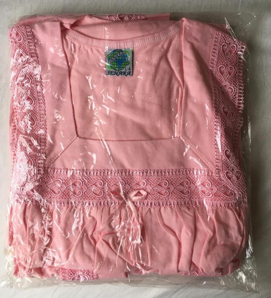 Roze katoenen set met kant: nachthemd + peignoir, M, NIEUW, Kleding | Dames, Pyjama's, Senara, Ophalen of Verzenden, Nieuw, Maat 38/40 (M)