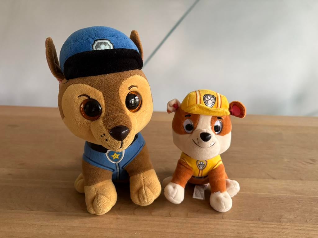 2 schattige Paw Patrol knuffels Ty en Rubble, Ophalen of Verzenden, Zo goed als nieuw, Overige typen