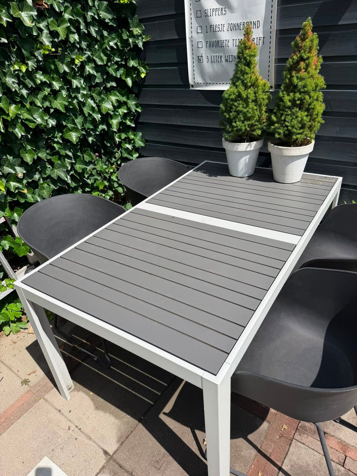 Tuintafel en stoelen, Tuin en Terras, Tuintafels, Ophalen, Zo goed als nieuw, Rechthoekig, Aluminium