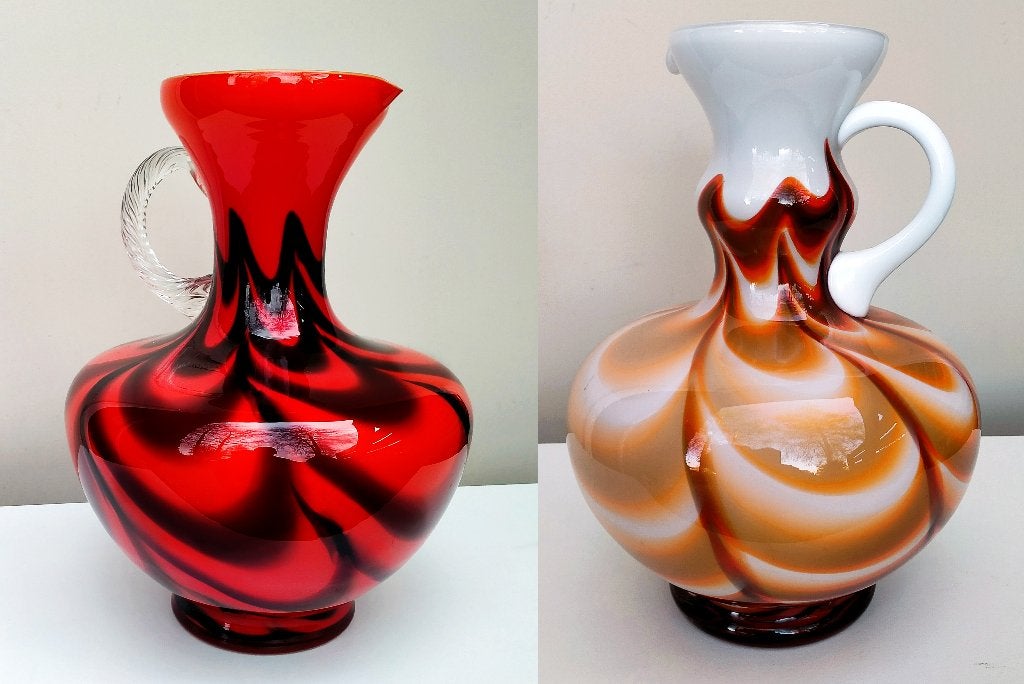 2x Italiaanse Murano Carlo Moretti Glaskunst Vaas Zie Omschr, Ophalen of Verzenden