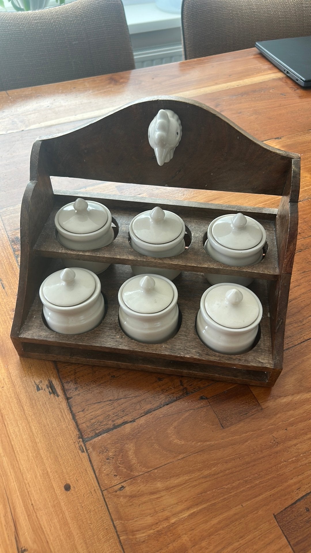 Mooi rekje met potjes, ophangen of neer, Huis en Inrichting, Ophalen of Verzenden, Zo goed als nieuw, Overige materialen, Minder dan 25 cm