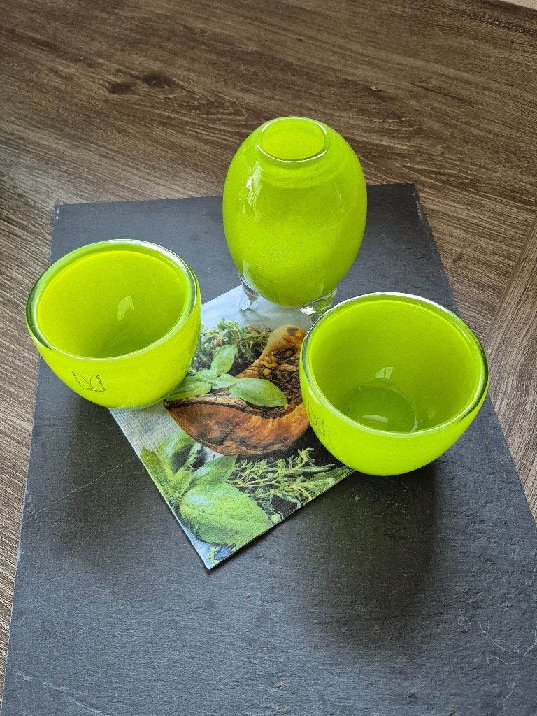 mooie glasset van duetz, Ophalen of Verzenden, Minder dan 50 cm, Groen, Glas
