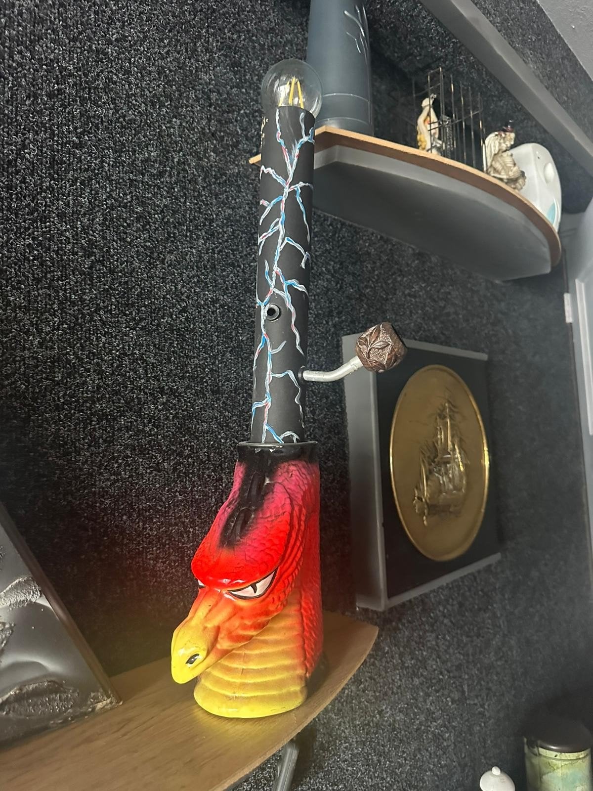 Unieke Drakenlamp met Bliksemdesign, Ophalen of Verzenden