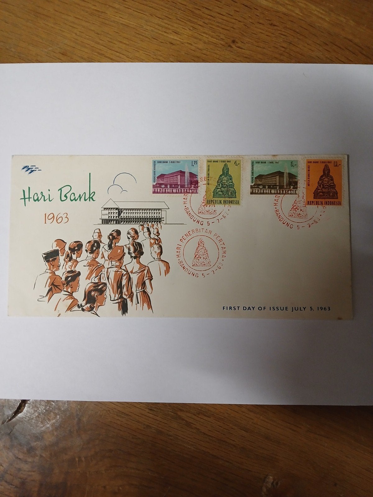 Eerste Dag Uitgifte Indonesië 1963 - Hari Bank, Ophalen of Verzenden, Onbeschreven, Rest van de wereld