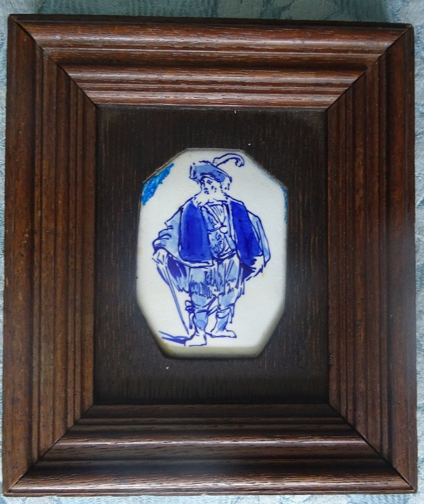 Zeldzaam Delfts Blauw Rembrandt figuur, proefglazuur, Ophalen