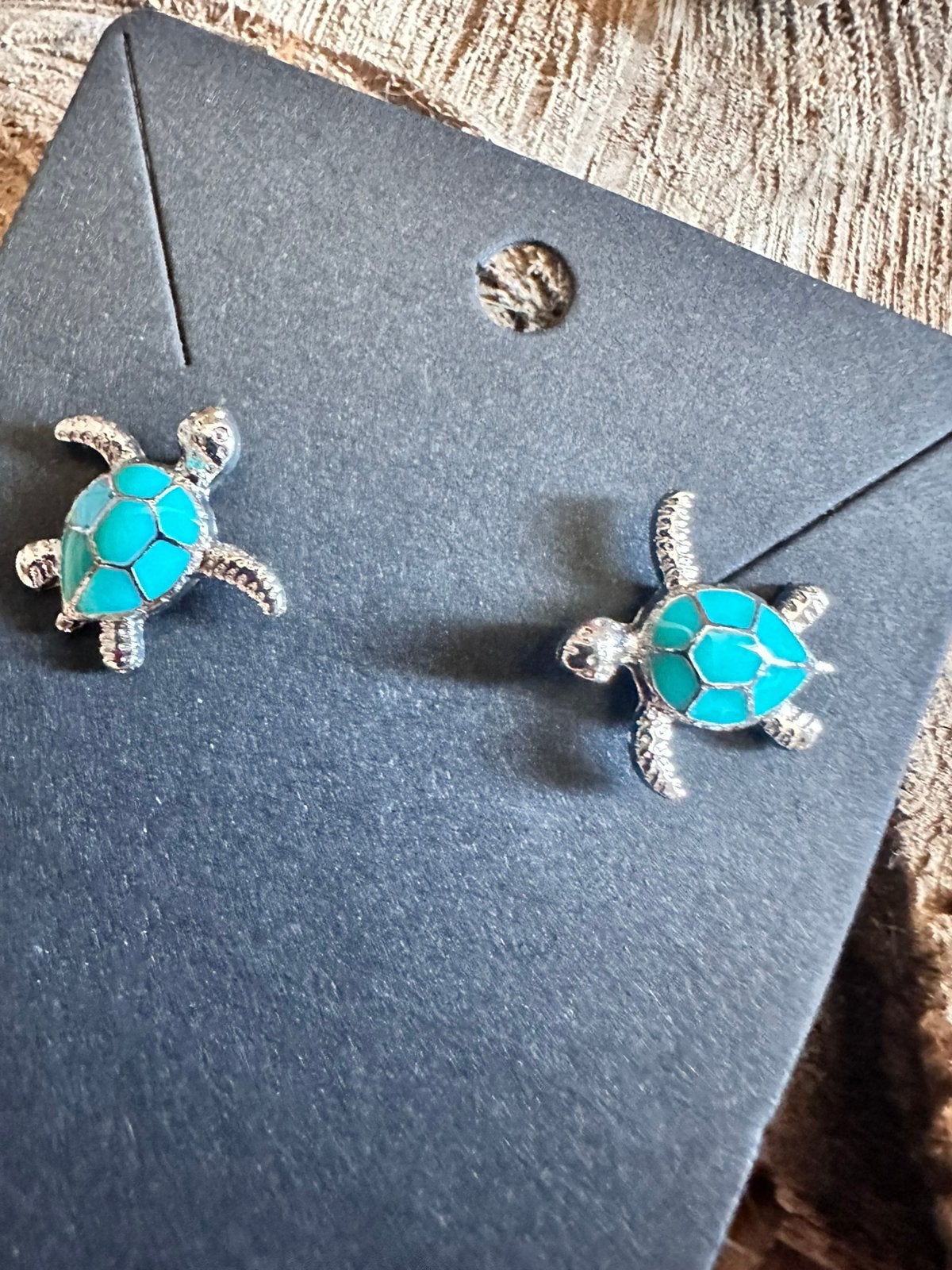 Oorknopjes / schildpadden / turquoise / nieuw, Ophalen of Verzenden, Nieuw, Overige materialen