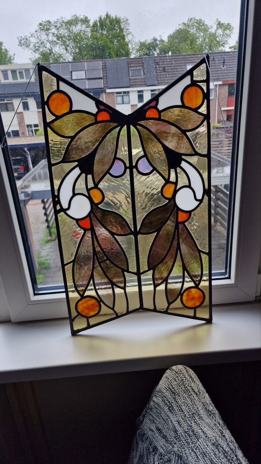 Uniek glas-in-lood raamhanger - Handgemaakt, Antiek en Kunst, Ophalen of Verzenden