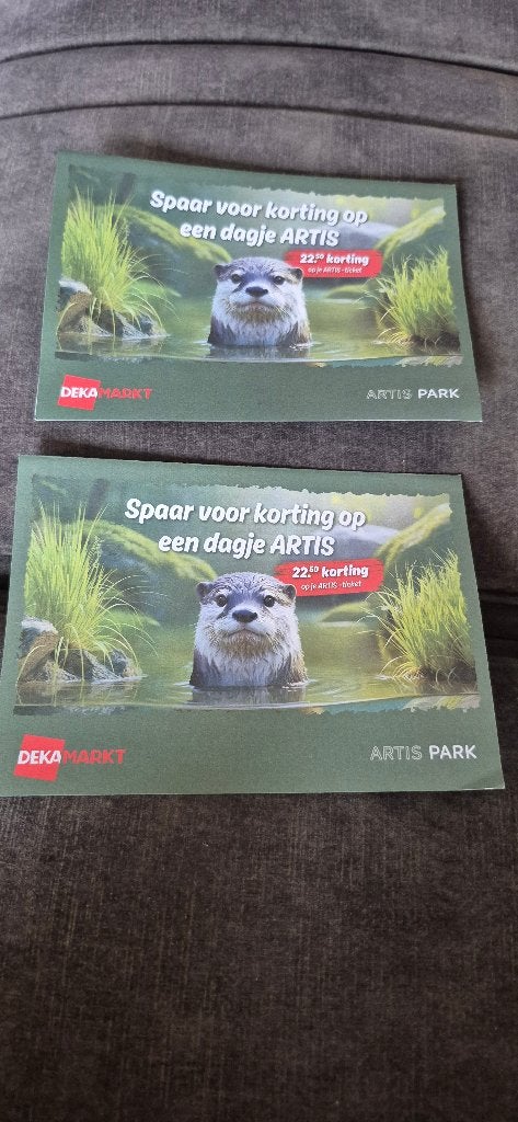 Artis 3 volle spaarkaarten Dekamarkt, Twee personen, Ticket of Toegangskaart