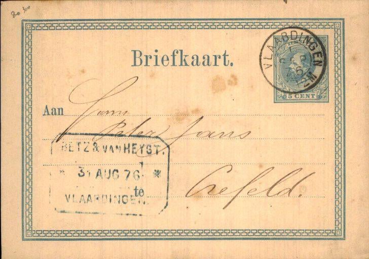 Vlaardingen - Betz & Van Heyst - 1876 - Reclame, Verzenden, Voor 1920, Gelopen, Zuid-Holland