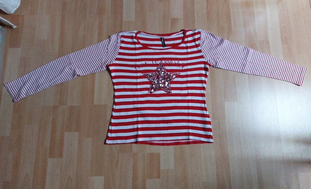 Rood-wit longsleeve *Ster*, Maat 38/40 (M), Ophalen of Verzenden, Lange mouw, Jean Pascale