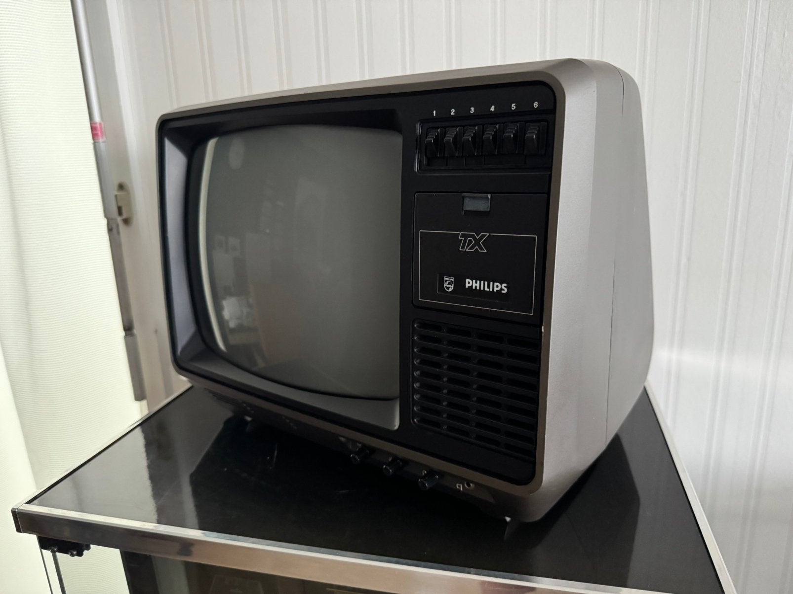 Philips TX - 13” Space Age design zwart wit CRT TV, Ophalen, Gebruikt, Minder dan 40 cm, Philips