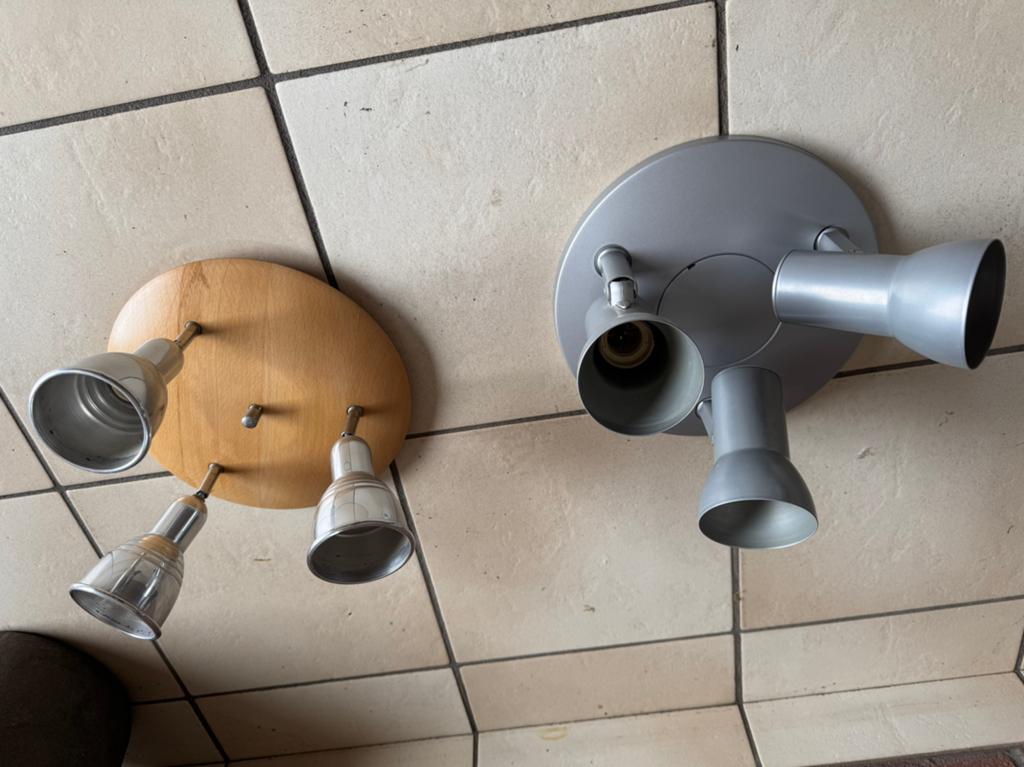 2 Plafonnieres met 3 Spots, Ophalen of Verzenden, Zo goed als nieuw, Metaal of Aluminium