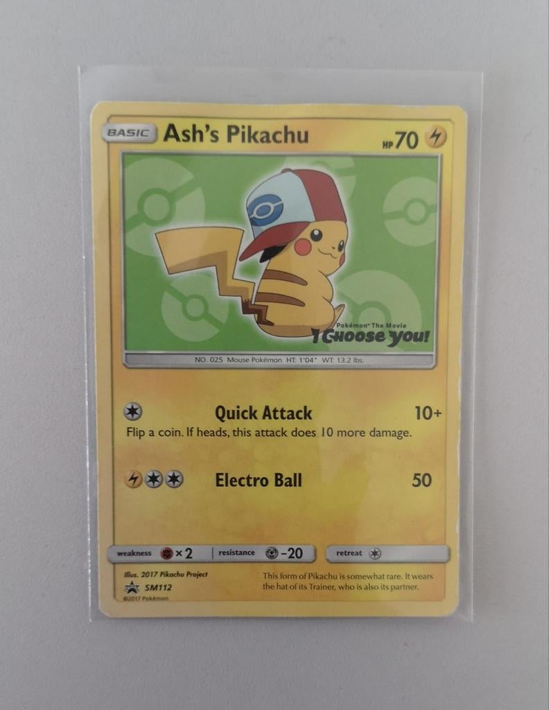 Ash's Pikachu SM112 I choose you Promo, Ophalen of Verzenden, Zo goed als nieuw, Losse kaart