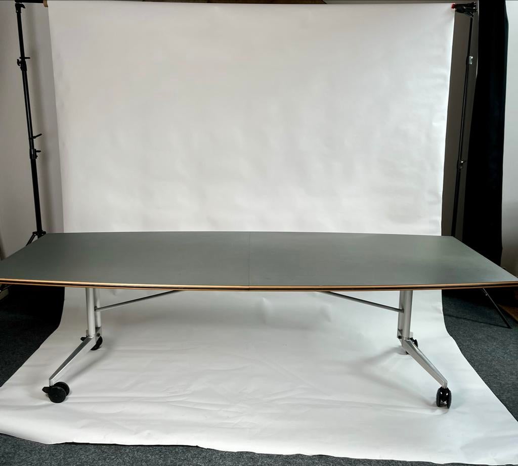 Ruimtebesparende opklap tafel Swiss design (260 cm, 8 pers), Huis en Inrichting, Bureaus, Ophalen, Metaal, Overige merken, Grijs