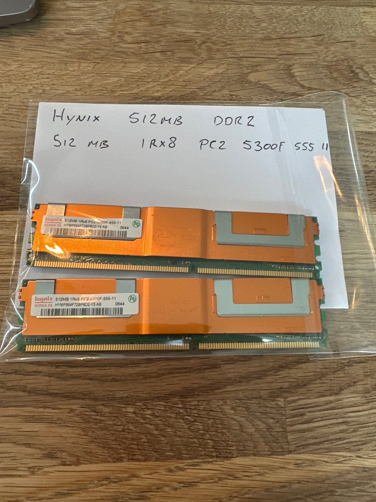 2x Hynix 512MB DDR2 PC2-5300F RAM Geheugenmodules, Ophalen of Verzenden, DDR2, Desktop, Gebruikt