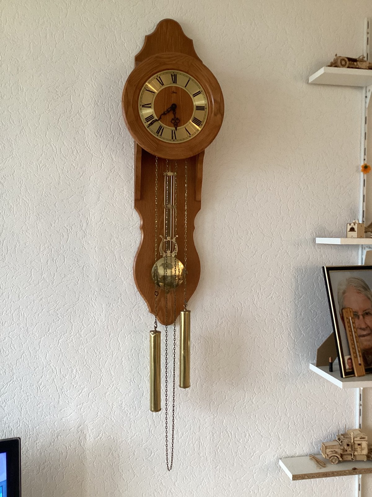 Wandklok met slingeruurwerk, Ophalen, Zo goed als nieuw, Wandklok
