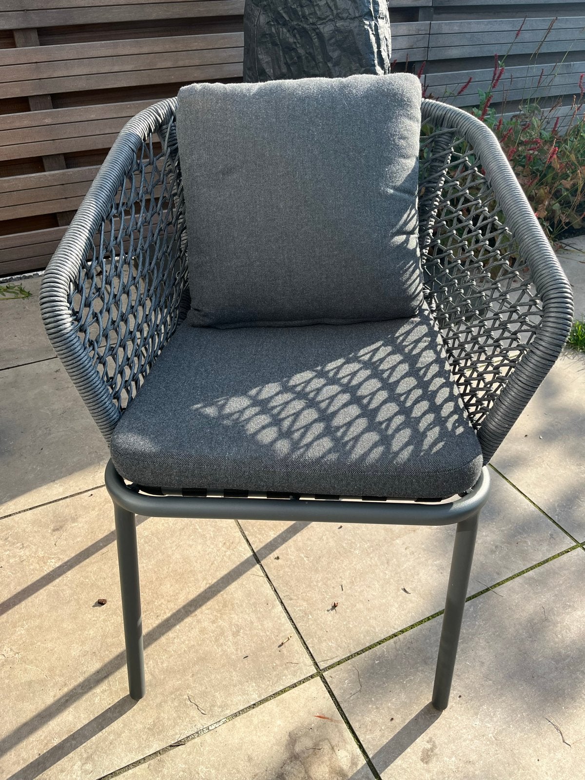AVH-Collectie Eagle dining tuinstoel grijs wicker, Ophalen, Zo goed als nieuw, Wicker