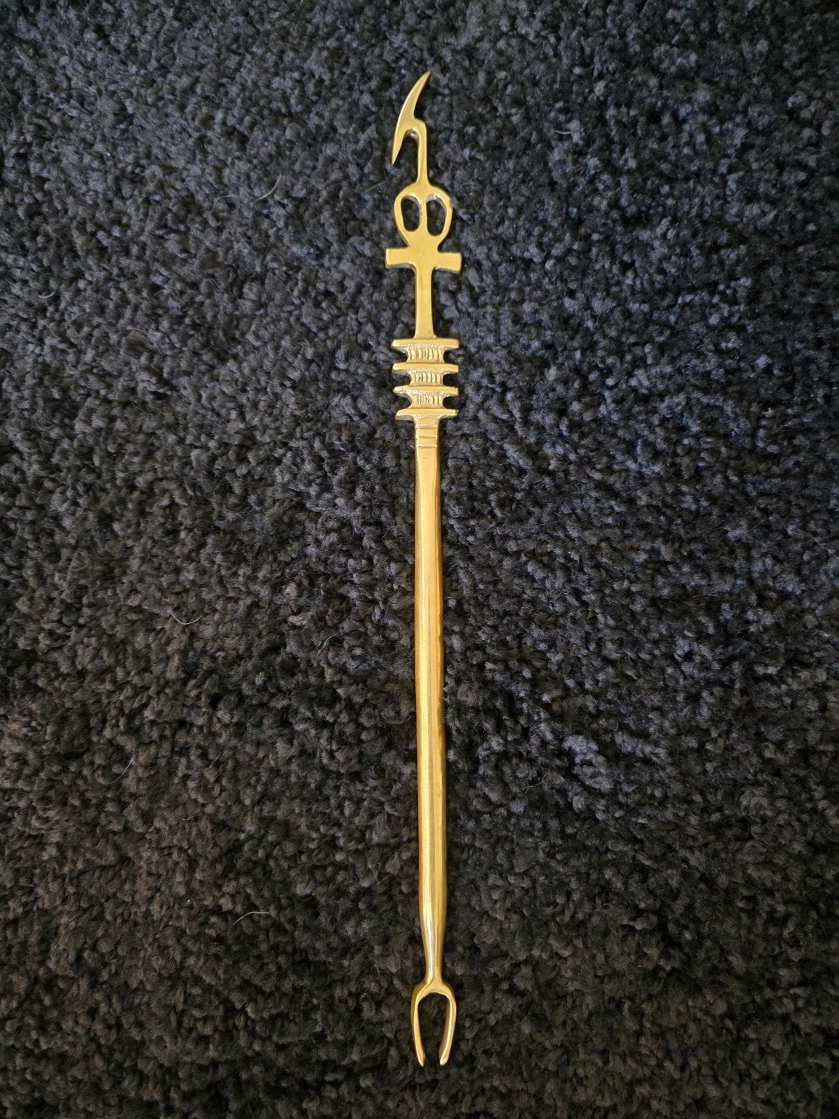 Egyptische Was Scepter met djed en ankh, gegoten messing,, Ophalen of Verzenden