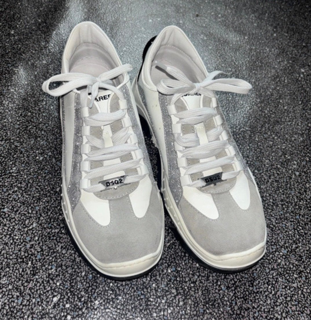 Dsquared2 sneakers wit/grijs met glitter, maat 39, Kleding | Dames, Ophalen of Verzenden, Zo goed als nieuw, Wit, Sneakers of Gympen