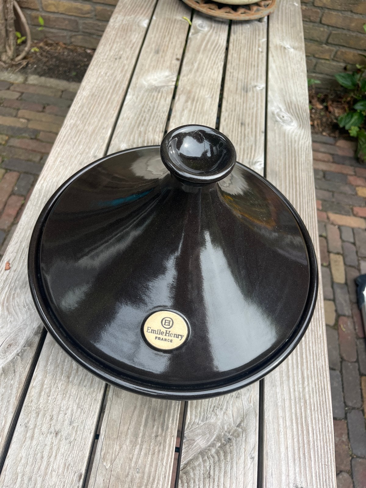 Emile Henry Tajine - Zwart - Zo goed als nieuw, Ophalen, Met deksel, Tajine, Zo goed als nieuw