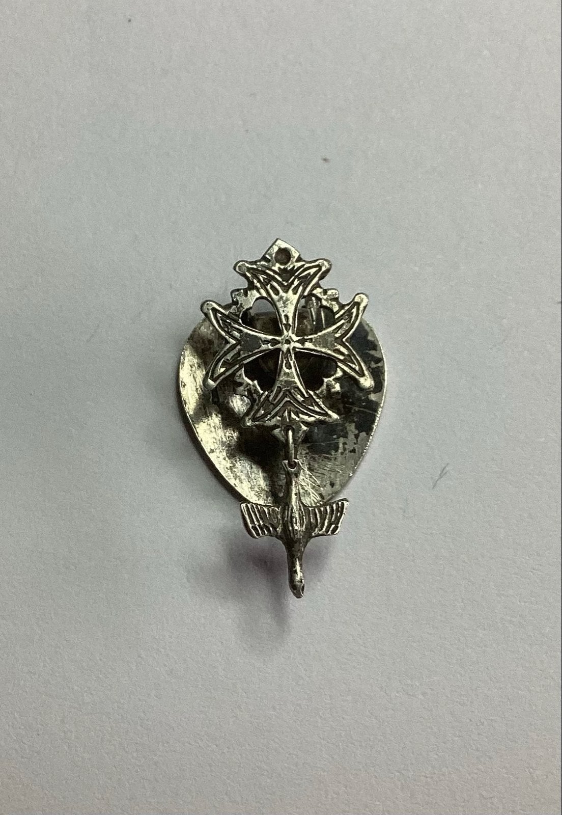 Vintage zilveren Hugenotenkruis, Gebruikt, Minder dan 4 cm, Ophalen of Verzenden, Zilver