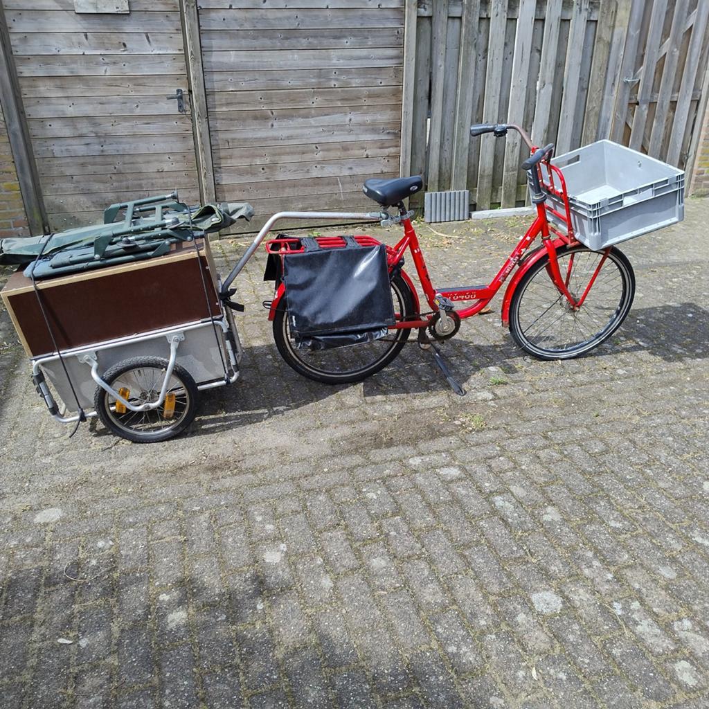 Stevige fiets met aanhanger voor vissen, picknick, transport, Fietsen en Brommers, Fietsaccessoires | Aanhangers en Karren, Ophalen of Verzenden