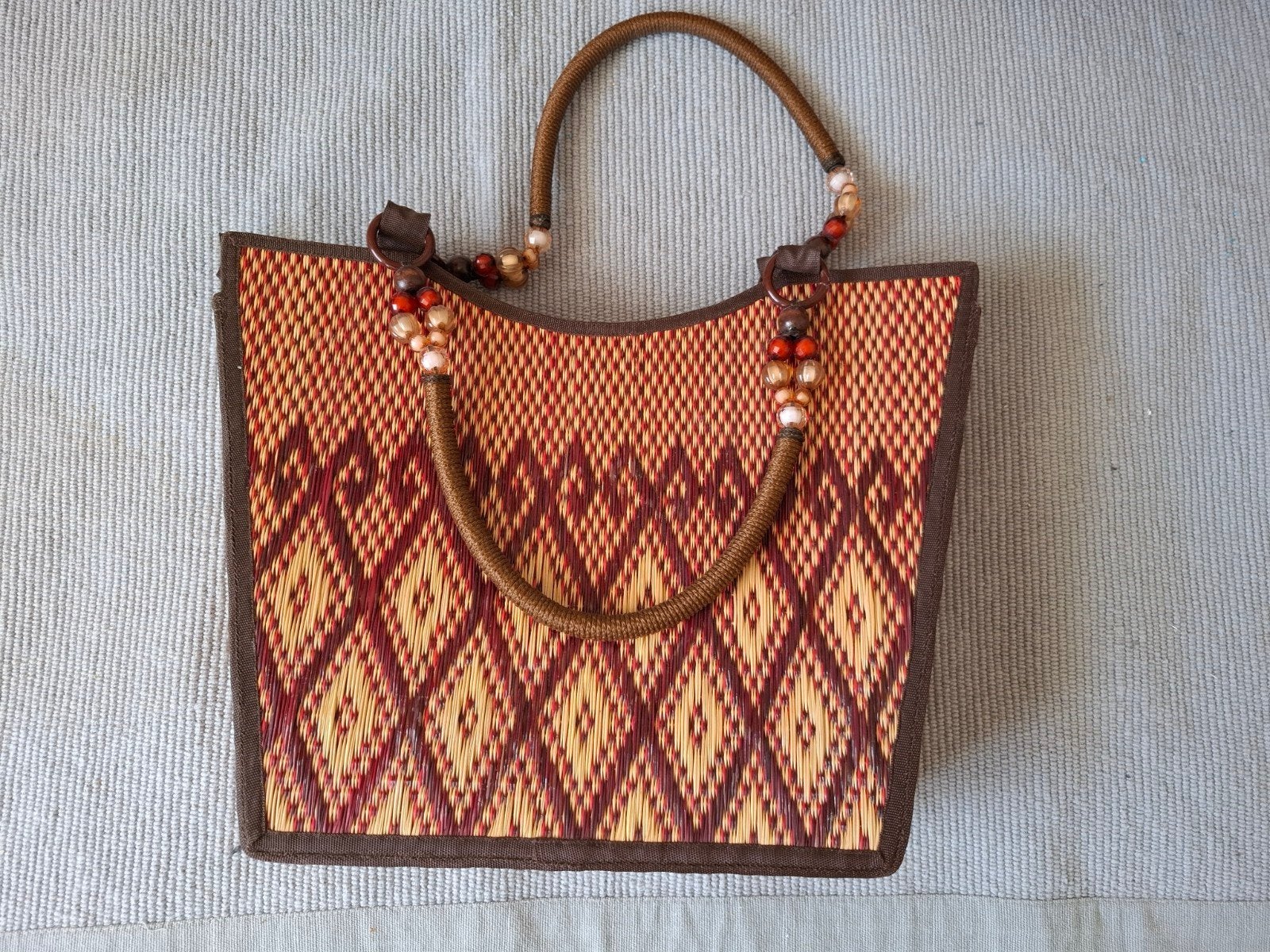 Handgemaakte rieten Thaise tassen, Ophalen of Verzenden, Nieuw, Overige kleuren, Handtas