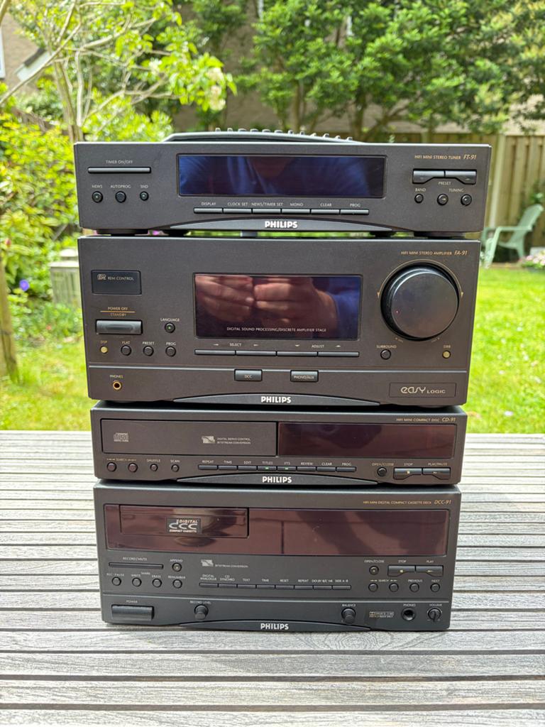 Philips FW91 DCC Hifi Mini Systeem met afstandsbediening, Philips, Gebruikt, Tuner of Radio, Losse componenten