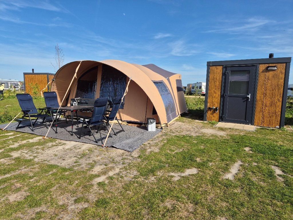 Cabanon Monaco Deluxe (2024) zeer compleet, met luxe luifel, Caravans en Kamperen, Ophalen, Beige, Cabanon, Aanwezig