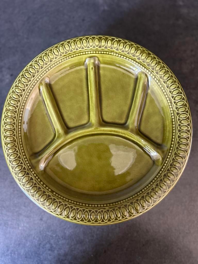 Vintage Italiaanse olijfgroene keramische borden - Ved Besio, Ophalen of Verzenden